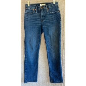 Madewell Jeans Womens 23 Tomboy Straight High Rise Medium Wash Blue Stretch